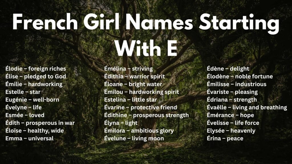 French Girl Names Starting With E
