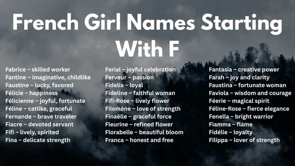 French Girl Names Starting With F