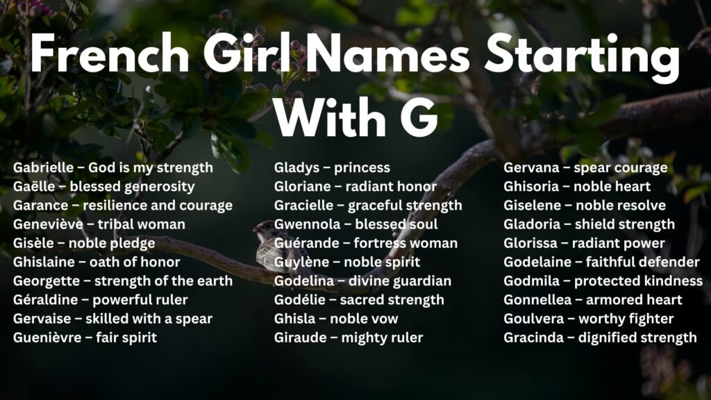 French Girl Names Starting With G
