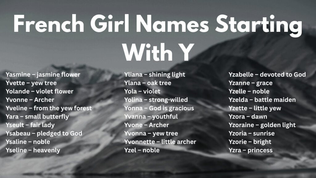French Girl Names Starting With Y