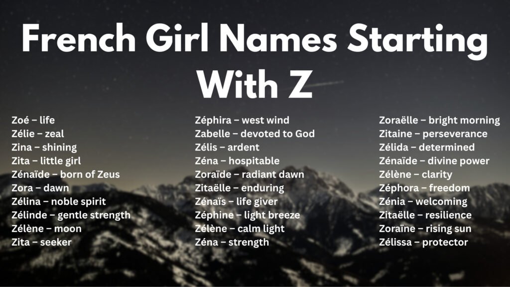 French Girl Names Starting With Z